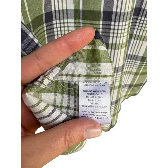 Horny‎ Toad Green and Grey Plaid Short Sleeve Button Down -L - Picture 11 of 11